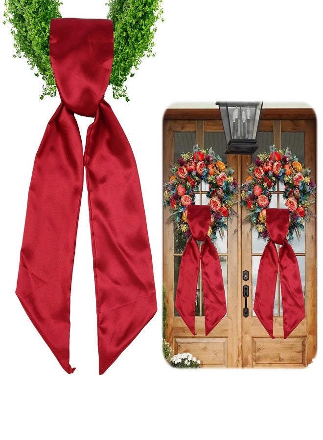 Fucibt 2 Pack Wreath Sash for Front Door, Red Blank Sash for Monogram Embroidery, Front Door Porch Decor, Christmas Wreath Accessories, 5'' L x 54'' W, Red (2) - Image 1